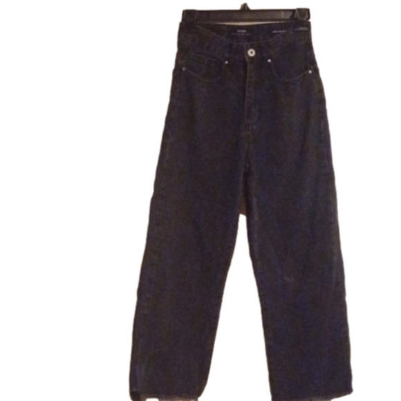Cotton On Denim - COTTON On Wide Leg Cropped Frayed Hems Faded Black Jeans. Size 2.